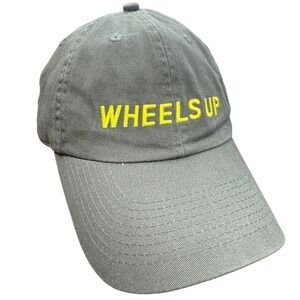 Wheels Up Grey Baseball Cap Embroidered Yellow 8760 USA Flag One‎ Size Fits All